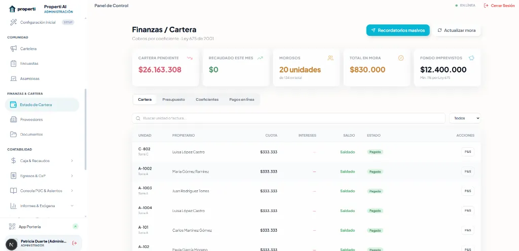 Módulo de Finanzas y Control de Cartera